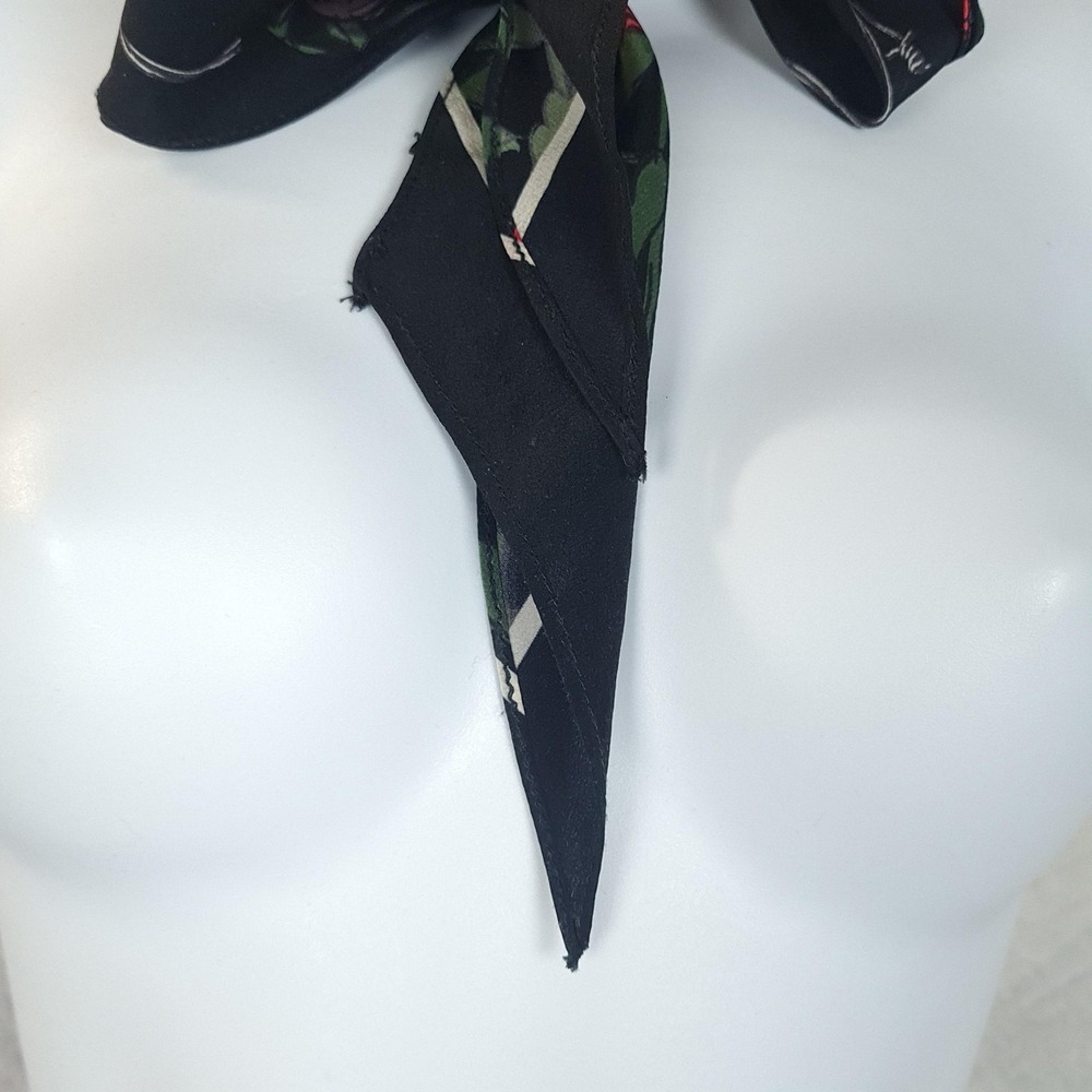 Rockins Scarf Womens One Size Black Silk Roses Barbed Wire Skinny Made UK - Picture 3 of 16